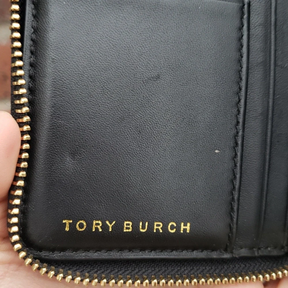 Tory Burch Vilette Patent Floral Leather Zip Around Compact Wallet Designer